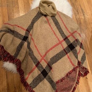 Plaid tan poncho